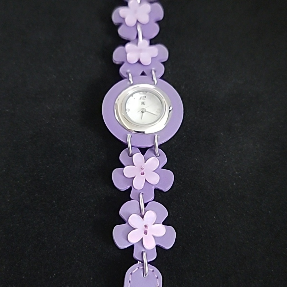 Kids / Womens Faded Glory Purple Floral Watch - Picture 2 of 6